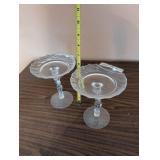 Pair of Vintage Nude Glass Compotes - Cambridge Shell Style