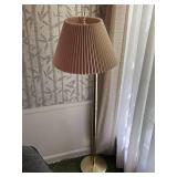 Vintage Tall Gold Floor Lamp with Pleated Shade