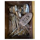 Large Collection of Mixed Silverware, Industrial Can Opener and Farberware Kitchen Tools