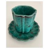 Gustavsberg Argenta Swedish Green Flower Pot with Saucer