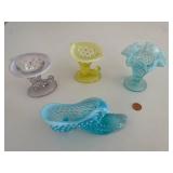 Set of 4 Hobnail Glass Vases in Assorted Colors - Fenton