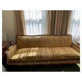 Vintage Gold Floral Upholstery Sofa with Wood Frame