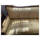 Vintage Gold Floral Upholstery Sofa with Wood Frame