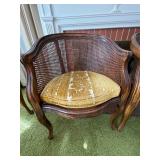 Set of 2 Vintage Cane Back Armchairs with Upholstered Cushions