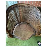 Set of 2 Vintage Cane Back Armchairs with Upholstered Cushions