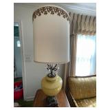 Vintage Yellow Quilted Glass Lamp with Crystal Adornments