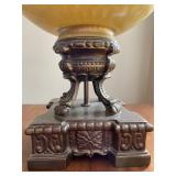 Vintage Yellow Quilted Glass Lamp with Crystal Adornments