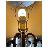 Vintage Yellow Quilted Glass Lamp with Crystal Adornments