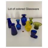 Lot of 8 Colored Glassware Pieces