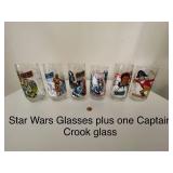 Set of 6 Collector Glasses Including Star Wars & Captain Crook