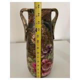 Pair of Hand-Painted Porcelain Vases with Floral Designs