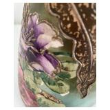 Pair of Hand-Painted Porcelain Vases with Floral Designs