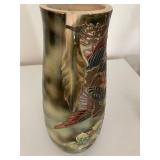 Pair of Hand-Painted Porcelain Vases with Floral Designs