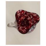 Handcrafted Murano Style Red Swirl Glass Pitcher