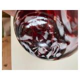 Handcrafted Murano Style Red Swirl Glass Pitcher