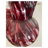 Handcrafted Murano Style Red Swirl Glass Pitcher