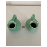 Set of 4 Vintage Pottery Vases with Leaf Motif and Two Matching Red Wing Belle Kogan Vases