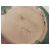 Set of 4 Vintage Pottery Vases with Leaf Motif and Two Matching Red Wing Belle Kogan Vases