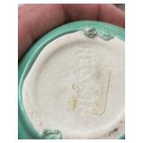 Set of 4 Vintage Pottery Vases with Leaf Motif and Two Matching Red Wing Belle Kogan Vases