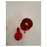 Set of 2 Hand Blown Art Glass Decanters incl. Amberina by Rainbow