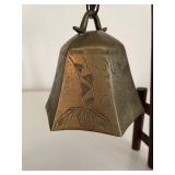 Vintage Brass Gong Bell with Wooden Stand and Mallet