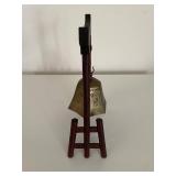 Vintage Brass Gong Bell with Wooden Stand and Mallet