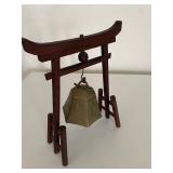 Vintage Brass Gong Bell with Wooden Stand and Mallet