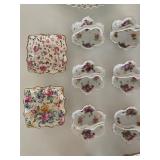 Collection of Floral Hand-Painted Porcelain Dishes - 24 Pieces