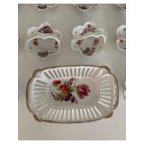 Collection of Floral Hand-Painted Porcelain Dishes - 24 Pieces