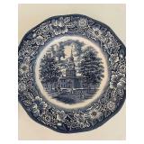 Lot of 6 Blue and White Staffordshire Plates with Colonial Scenes