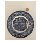 Lot of 6 Blue and White Staffordshire Plates with Colonial Scenes