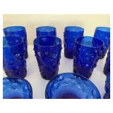 Set of 16 Vintage Blue Glassware Collection