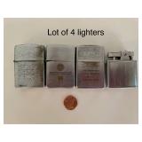 Lot of 4 Vintage Metal Lighters Including Zippo and U.S.S. Collett Anniversary