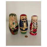 Set of 3 Russian Style Nesting Dolls with Holiday Themes