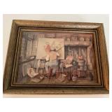 Collection of 14 Vintage Ceramic Figurines and Framed Art