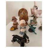 Collection of 14 Vintage Ceramic Figurines and Framed Art