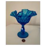 Set of 3 Mod Blue Glass Decor Pieces incl Owl