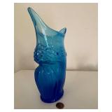 Set of 3 Mod Blue Glass Decor Pieces incl Owl