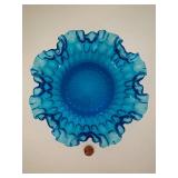 Set of 3 Mod Blue Glass Decor Pieces incl Owl