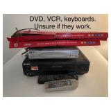 Lot of DVD Player, VCR, and Wired Keyboards