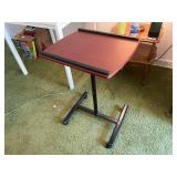 Adjustable Rolling Laptop Desk with Cherry Wood Finish