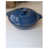 Authentic English Stoneware Blue Lidded Casserole Dish