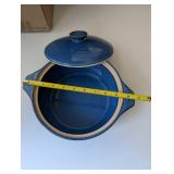 Authentic English Stoneware Blue Lidded Casserole Dish
