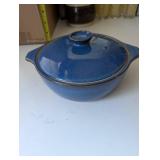 Authentic English Stoneware Blue Lidded Casserole Dish