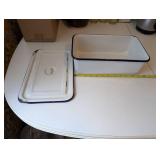 Vintage Enamelware Rectangular Casserole Dish with Lid
