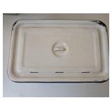 Vintage Enamelware Rectangular Casserole Dish with Lid