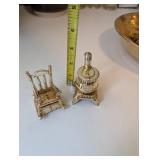 Collection of Vintage Gold-Plated Tableware and Figurines