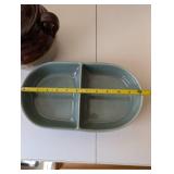 Set of 3 Ceramic Kitchenware Pots and Divided Dish