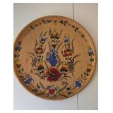 Set of 2 Vintage Decorated Floral Wooden Plates