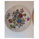 Set of 2 Vintage Decorated Floral Wooden Plates